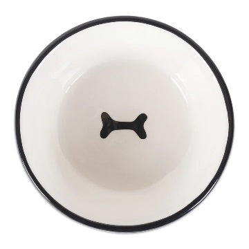 Black Dog Text Ceramic Medium Pet Bowl