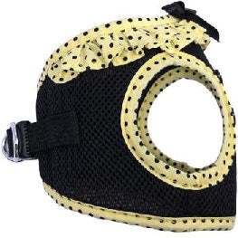 American River Choke Free Dog Harness - Yellow and Black Polka Dots